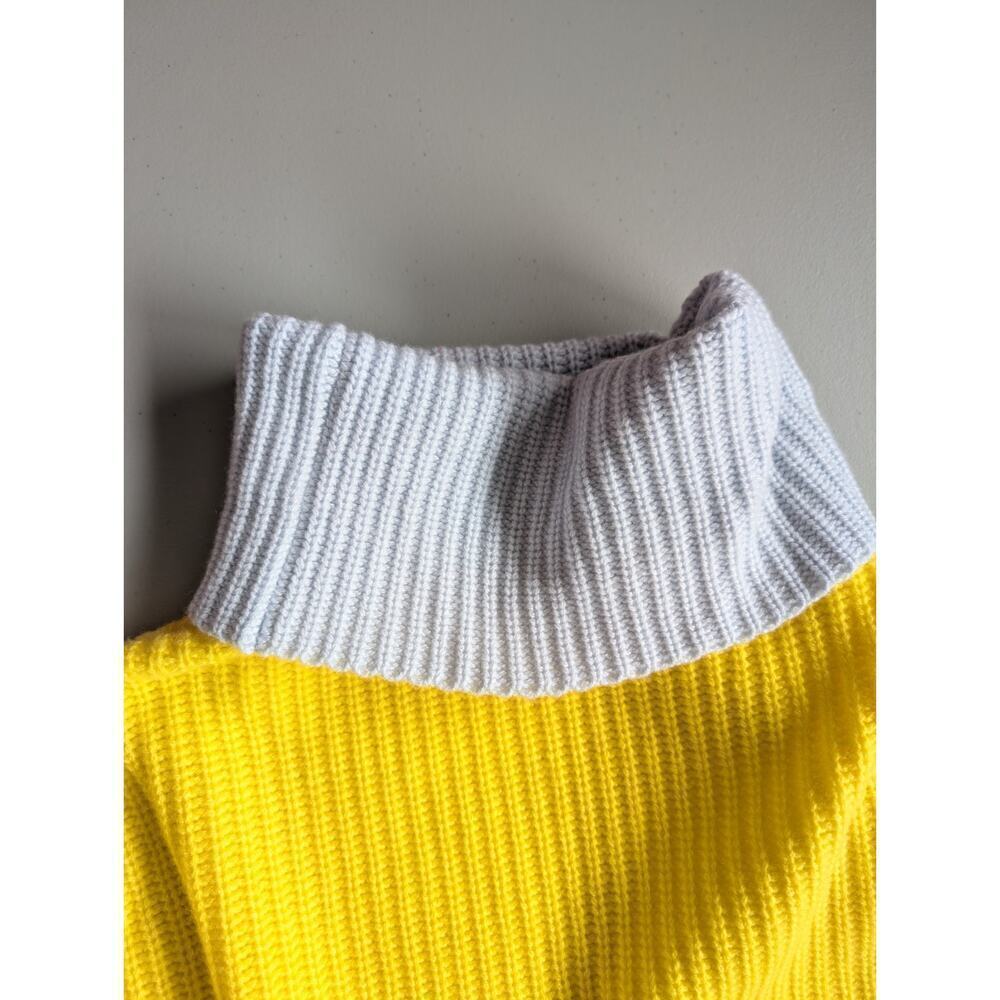 ALICE + OLIVIA Cashmere Blend Color-Blocked Turtleneck Sweater Sz S Yellow Red - Picture 8 of 10